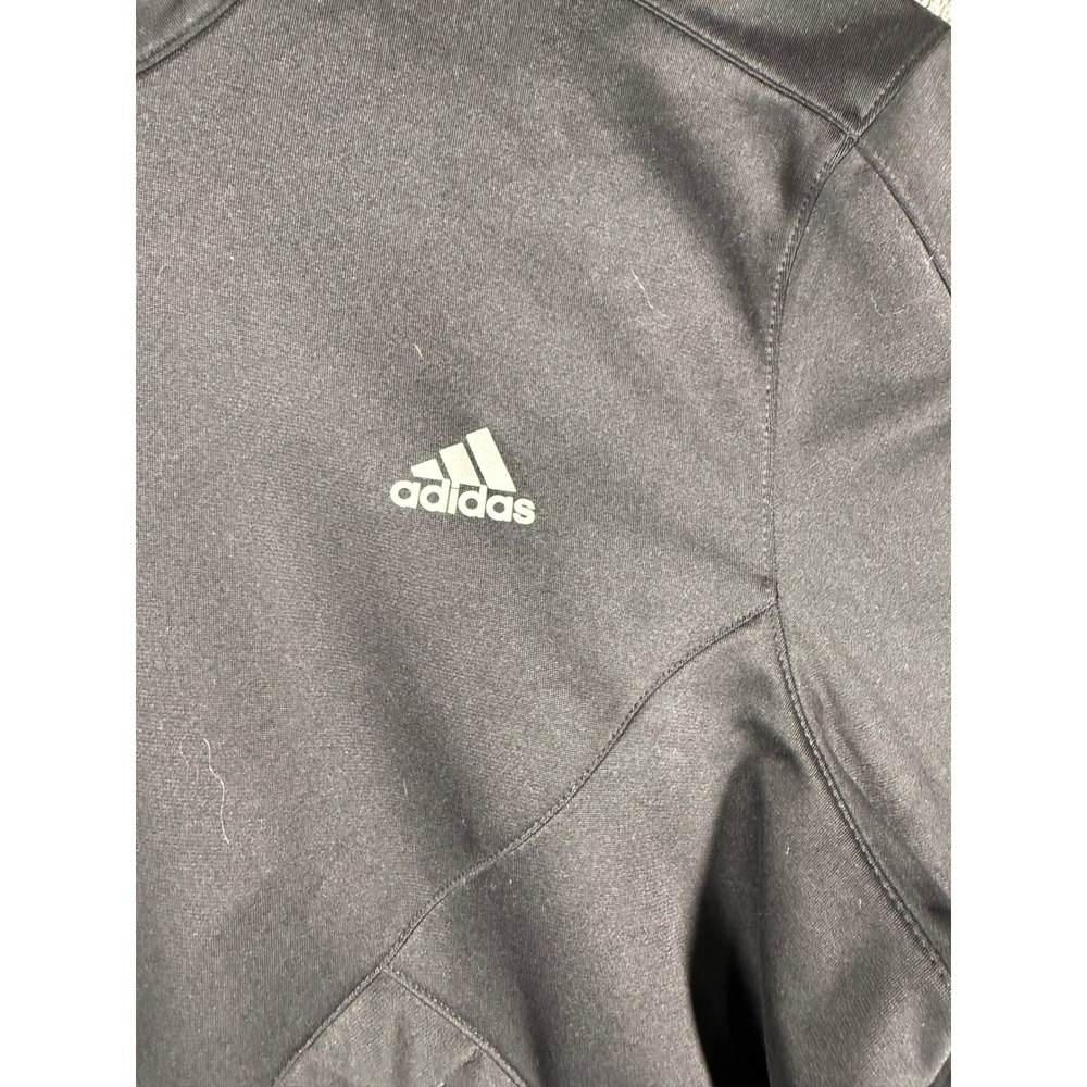 Adidas Mens XL Black Full Zip Track Jacket White Collar 3 Stripe Back Athletic - Picture 7 of 8